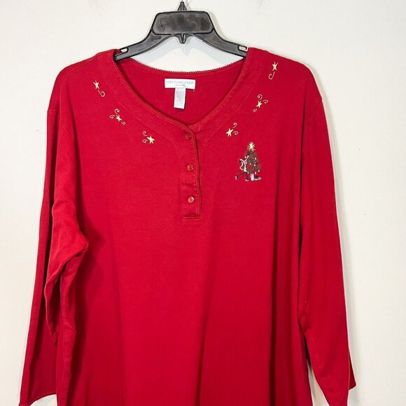 Erika Taylor Woman Intimates Top 2X Holiday Print Sleepwear Long Sleeve Popover - Picture 5 of 9